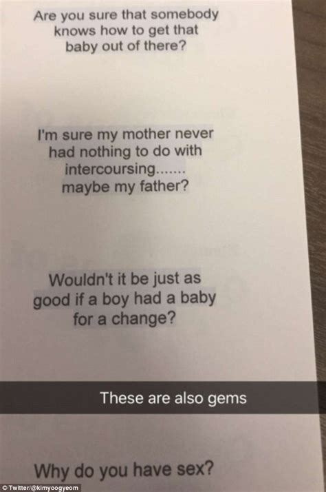 Teacher Shares Pupils Hilarious Questions After First Sex Ed Lesson Daily Mail Online