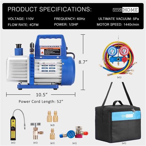 Vivohome V Hp Cfm Single Stage Rotary Vane Air Vacuum Pump And