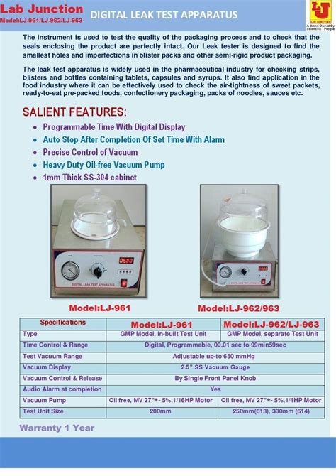 Lab Junction Leak Test Apparatus,Digital Leak Test Apparatus 200 mm GMP ...