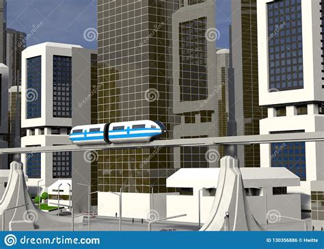 Ciudad Futurista D Illustration Con Maglev Stock De Ilustraci N