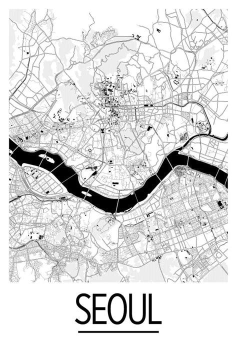 Seoul Map Poster South Korea Map Print Art Deco Series Etsy Seoul