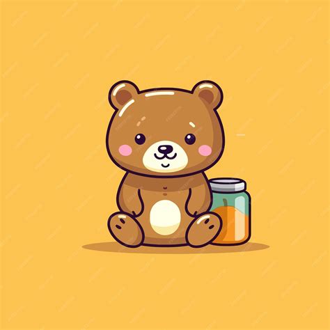 Premium Vector Cute Bear Eating Honey Vector Illustration