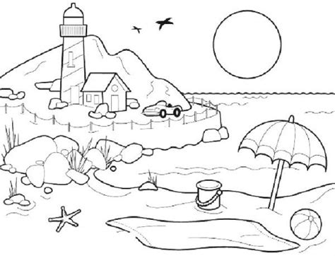 Dibujos Para Colorear Sobre El Verano Colorear Imágenes Playa Para Colorear Paisaje Para