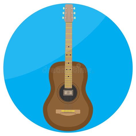 Icon Of Acoustic Guitar Icon Black Contour On White Of Illustration