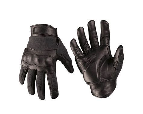 Кожаные тактические перчатки с кевларовыми вставками MilTec Black ...