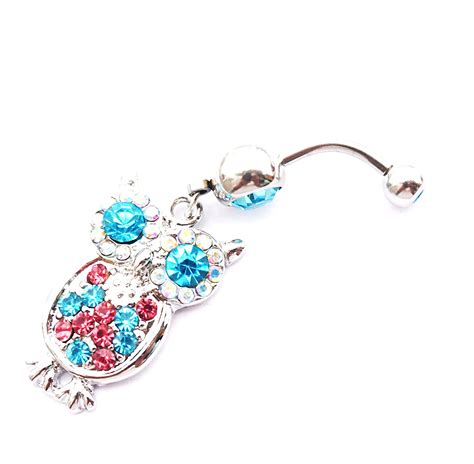 Dedegui G Multicolor Owl Dangling Belly Button Navel Ring Body