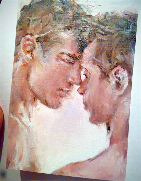 Original Art Aceo Miniature Oil 2 Man Models Heads Sexy Body Man Gay