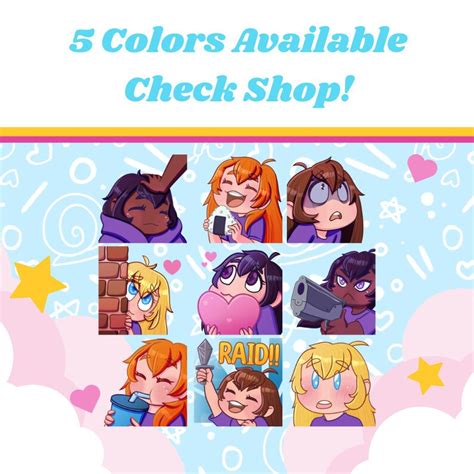 Blonde Anime Girl Emotes Kawaii Vtuber Emotes For Twitch And Etsy