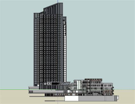 高层建筑和商业裙房su模型下载 光辉城市