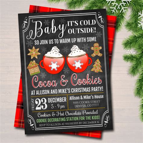 Hot Cocoa And Cookies Christmas Party Invitation Tidylady Printables