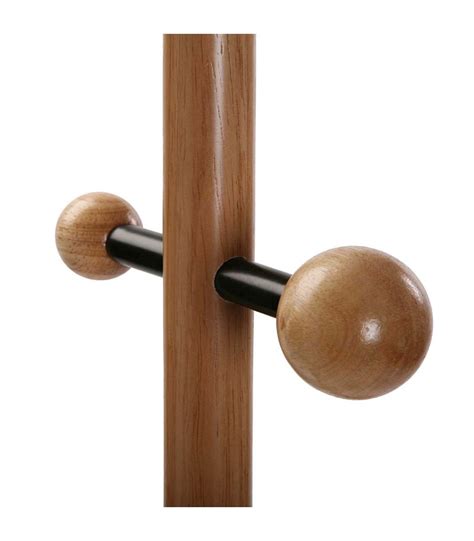 Porte Manteau Sur Pied Rond Noir Et Bois Boules Bois