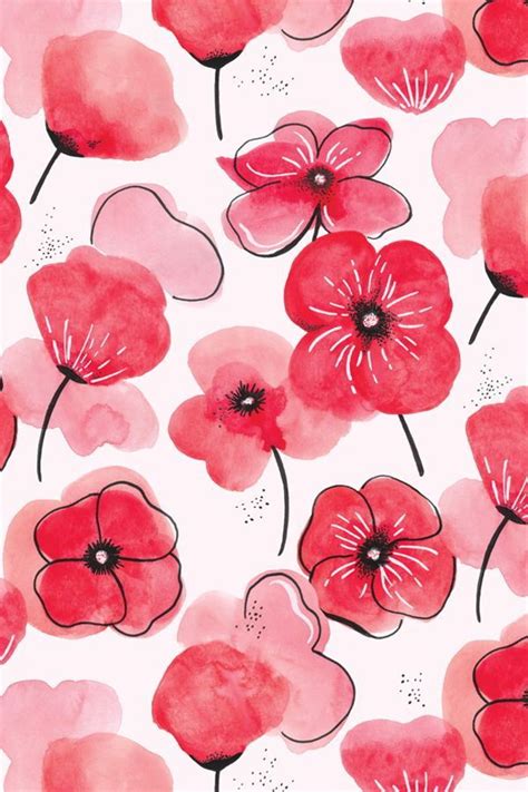 Colorful Fabrics Digitally Printed By Spoonflower Watercolor Poppies