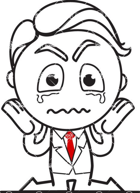 Outline Man In Suit Cartoon Vector Character Aka Ben The Banker Sad Graphicmama