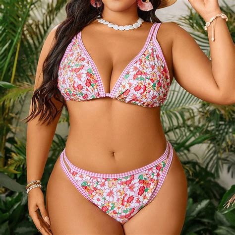 Generic New Floral Fashion Plus Size Swimsuit Lady Sexy Bikini Hot Spring Beach Swimsuit
