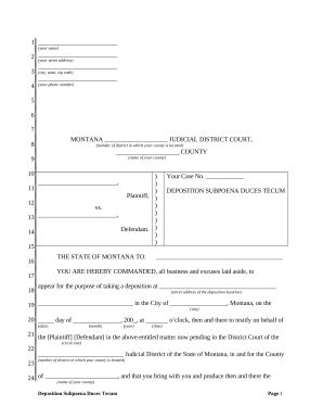 Montana Subpoena Doc Template Pdffiller