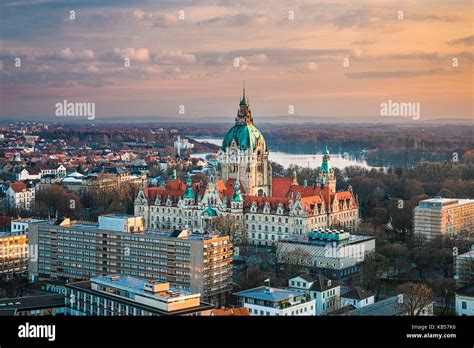 Aerial View Of The City Hall Of Hannover Germany Stock Photo Alamy