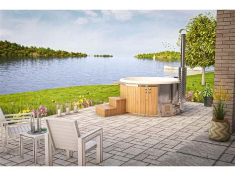 Finntherm Holz Badefass Stockholm aus Thermoholz Whirlpool Hot Tub Ø cm Personen inkl