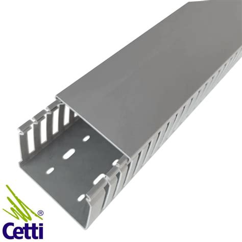 Canaleta Industrial Em Pvc Cinza Com Recorte Aberto 80 X 50 Mm X 2