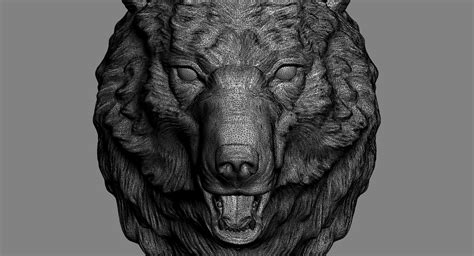 max wolf head sculpture