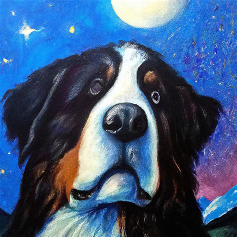 Bernese Mountain Dog Portrait Painting By Stellart Studio Fine Art