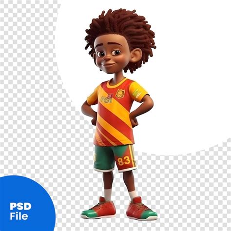 Rendering 3d D un Petit Joueur De Football Afro américain Isolé Sur