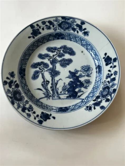 ASSIETTE PORCELAINE DE Chine Blanc Bleu Xviii Eme Chinese Porcelain