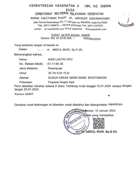 Contoh Surat Keterangan Istirahat Pdf