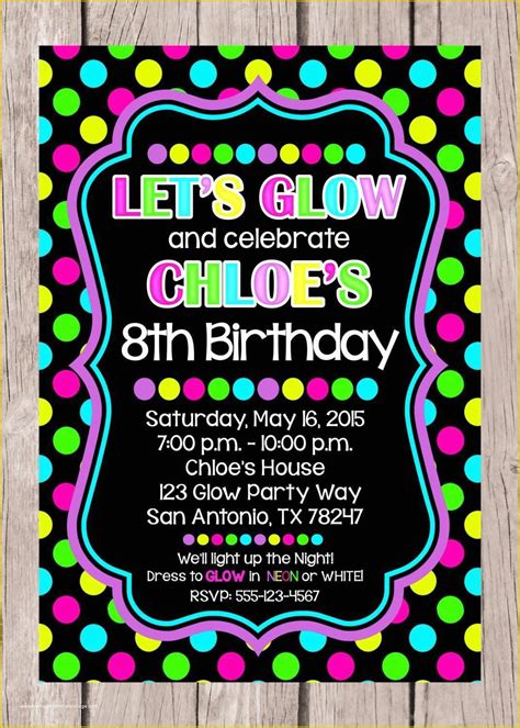 47 Neon Party Invitations Templates Free | Heritagechristiancollege