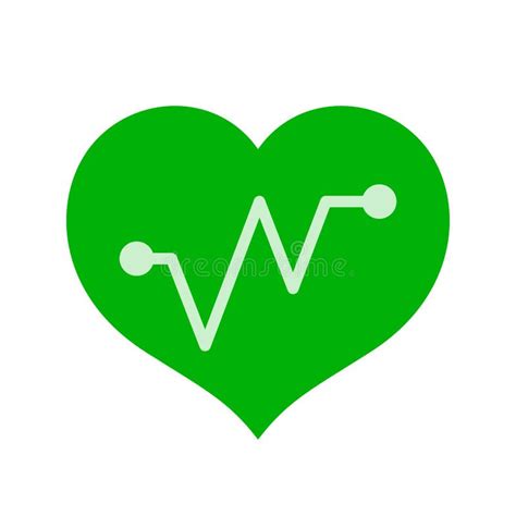 Green Heart Beat Pulse Graphic Line On White Stock Illustration