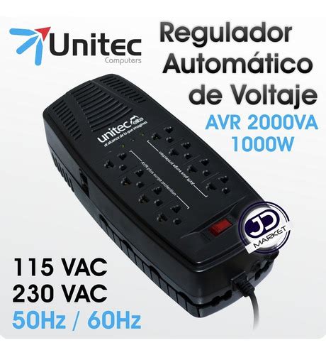 Regulador De Voltaje Unitec De 2000va Reales Con 8 Tomas Envío gratis