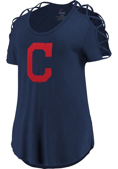 Majestic Cleveland Indians Womens Best Comeback T Shirt Navy Blue