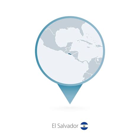 Premium Vector | Map pin with detailed map of El Salvador and ...