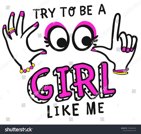 Cool Girl Slogans Hand Sign Message Stock Vector Royalty Free