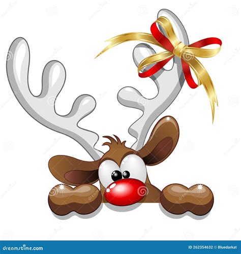 Reindeer Peeking Funny And Cute Christmas Character Vector Illustration