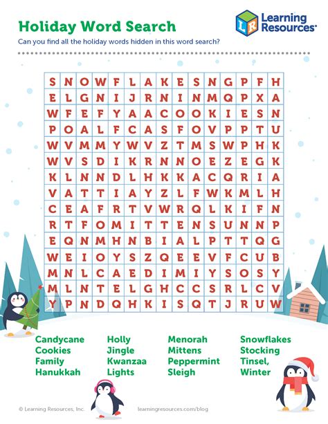 word search holidays printable