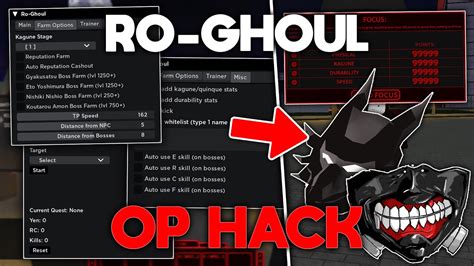 ROBLOX Ro Ghoul Script Hack GUI Auto Farm Max Stats Kill All Any