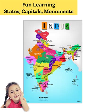 Monuments Of India India Map Poster For Kids