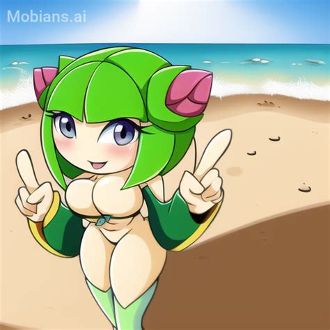 Xbooru Girl Ai Generated Alien Alien Girl Beach Bottomless Breasts