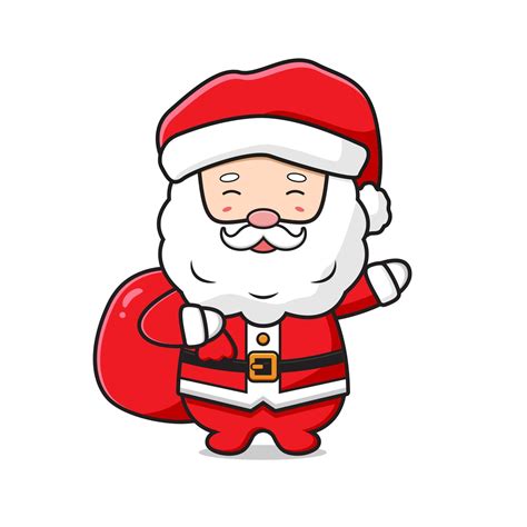 Lindo Santa Claus Con Un Saco De Regalos Feliz Navidad Dibujos Animados