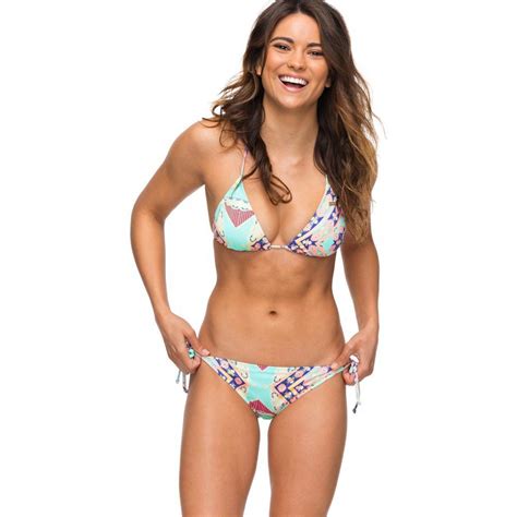ROXY ALOHA TIKI TRI BIKINI SET BLUE LIGHT PANTHER BASS Skateshop