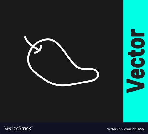 White Line Hot Chili Pepper Pod Icon Isolated Vector Image