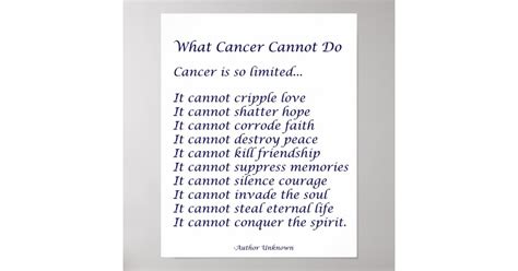 What Cancer Cannot Do Poem Poster Print | Zazzle