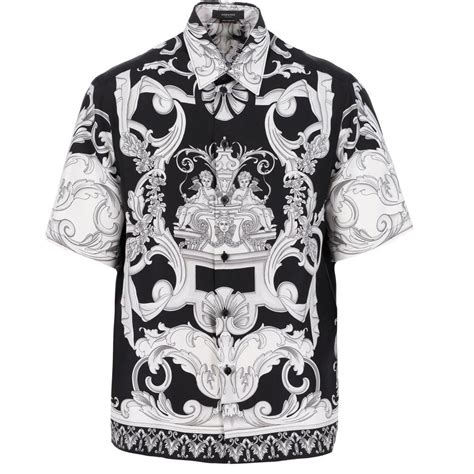 Versace Silver Baroque Silk Shirt In Black For Men Lyst