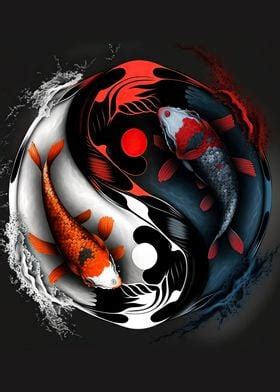 Yin Yang Koi Fish Poster By Minimalist Anime Displate