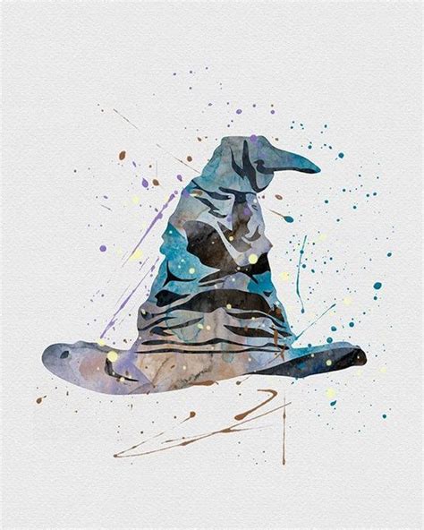 Sorting Hat Harry Potter Watercolor Art Print Harry Potter