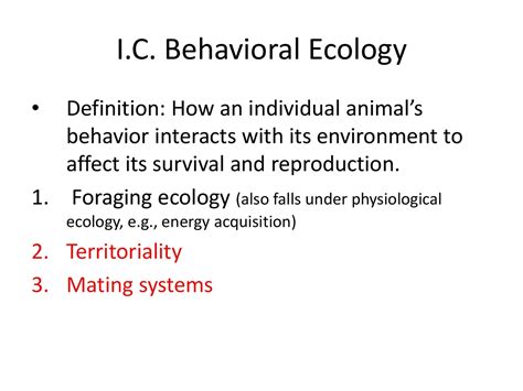 Behavioral Ecology Evolution Ecology And Biodiversity Lecture Slides Docsity