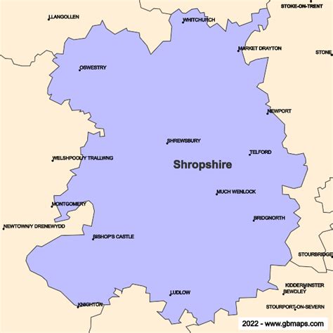 Shropshire County Boundaries Map