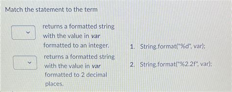 Solved Match The Statement To The Termreturns A Formatted Chegg