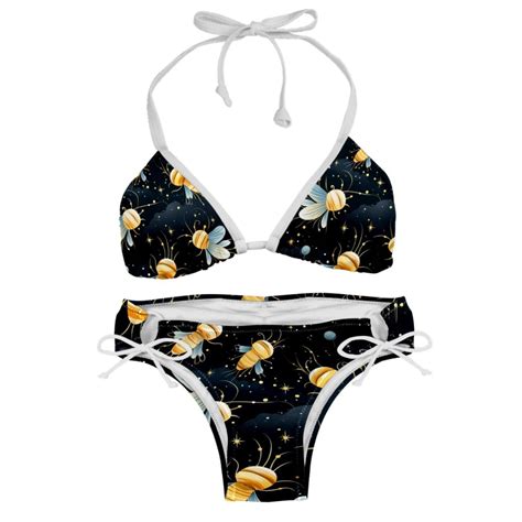 Starry Bees In The Sky Detachable Sponge Adjustable Strap Bikini Set