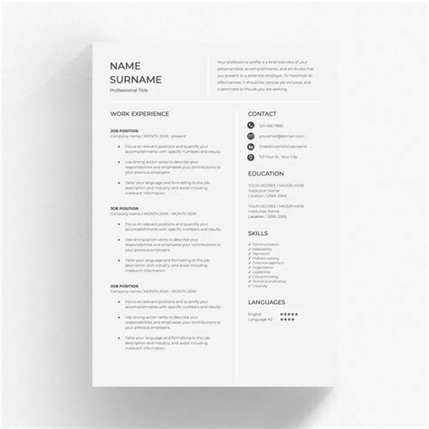 Professional CV - Google Docs Template, Instant Download ️ Oki Docs